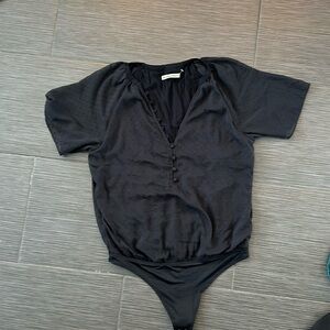 New w/out tags Abercrombie & Fitch Dot BLACK Flutter Sleeve Bodysuit Size L